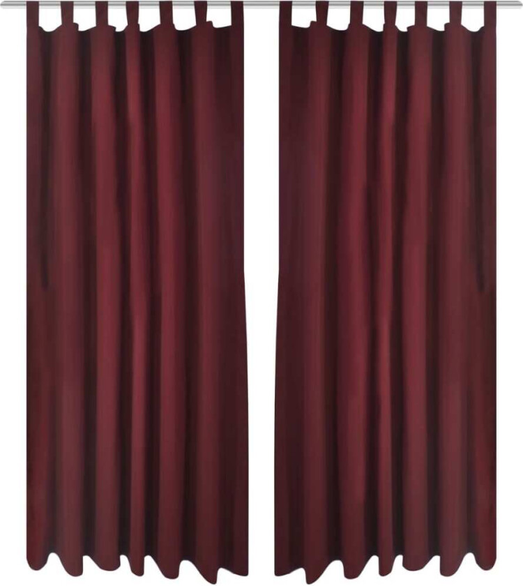 Bilde av 2stk Bordeaux Micro-Sateng Gardiner med Sløyfer 140 x 225 cm