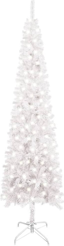 Forhåndsbelyst slankt juletre hvit 240 cm