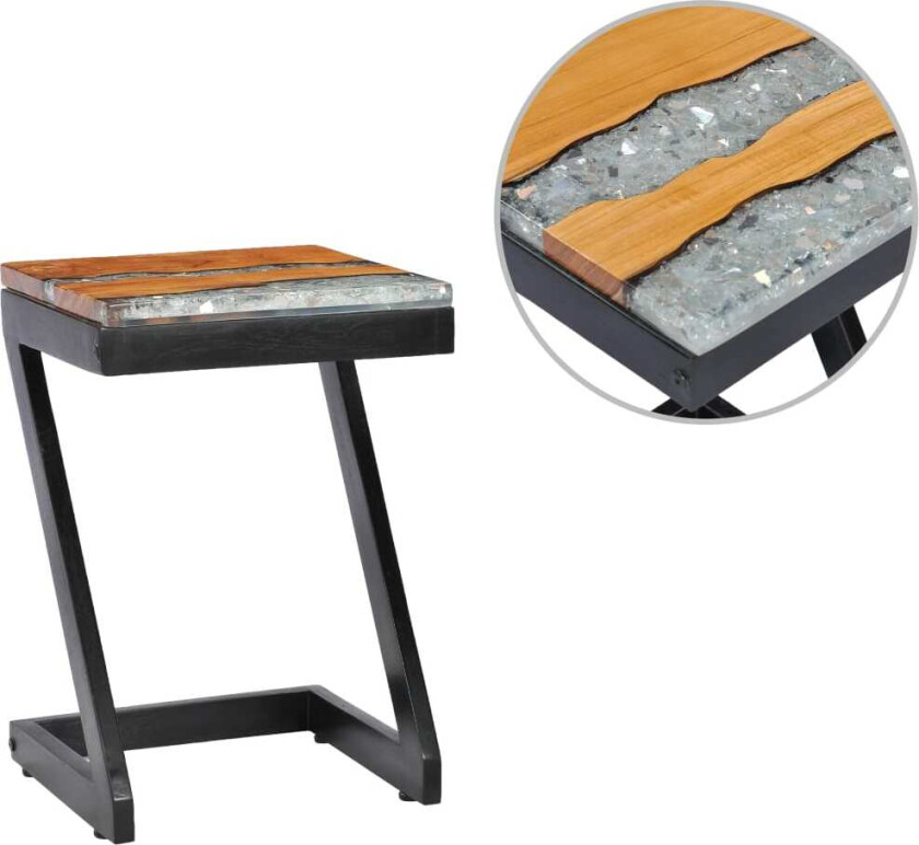 Salongbord 30x30x50 cm heltre teak og polyresin