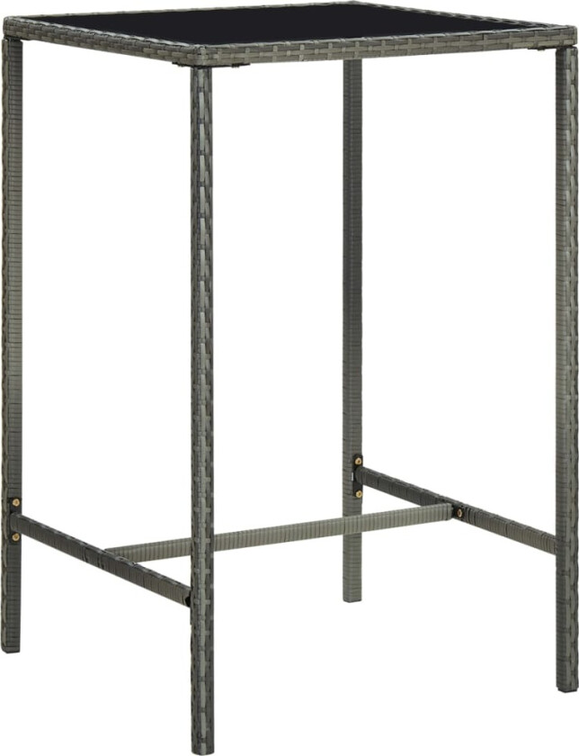 Hagebarbord grå 70x70x110 cm polyrotting og glass