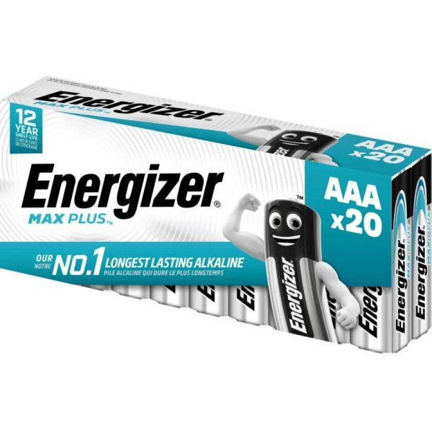 Max Plus Batteri alkalisk, AAA, 1,5 V, 20-pakning