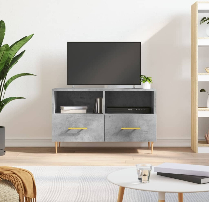 TV-benk betonggrå 80x36x50 cm konstruert tre