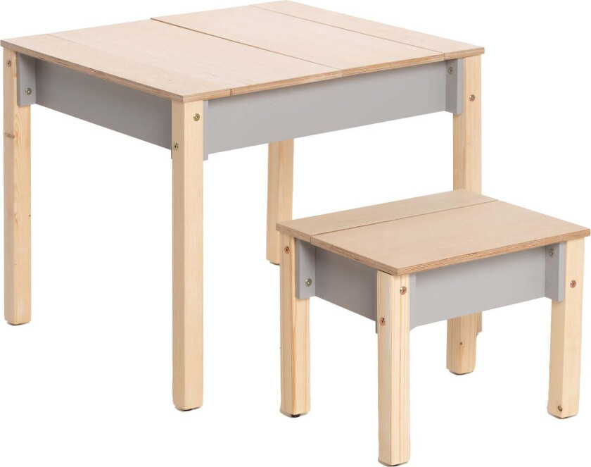 Family-scl Smart Oppbevaring Bord med Stol, Grå - Bord - Plywood