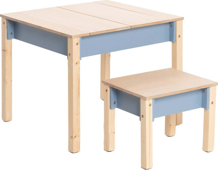Family-scl Smart Oppbevaring Bord med Stol, Dusty Blue - Bord - Plywood