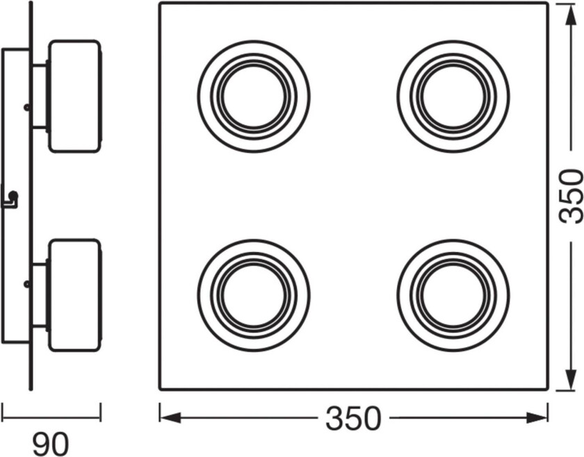 LED-taklampe Orbis Flame, svart, 4 lyskilder, IP44