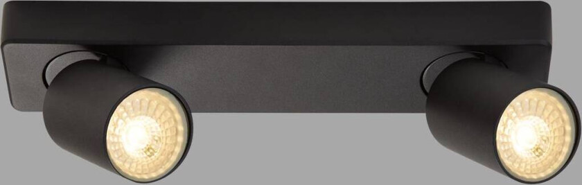 Spotlight taklampe, svart, 2 lyskilder, aluminium, GU10