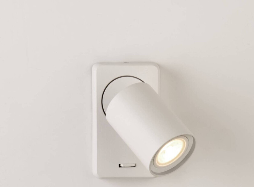 Vegglampe Switched, hvit, aluminium, bryter, GU10