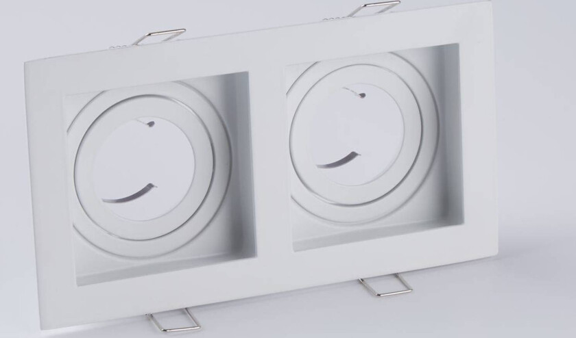 Innfellingslampe Grid Two, 2 lyskilder, hvit, 18,5x10 cm, aluminium, GU10