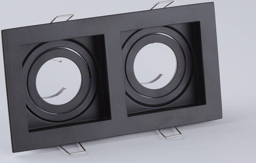 Innfellingslampe Grid Two, 2 lyskilder, svart, 18,5x10 cm, aluminium, GU10