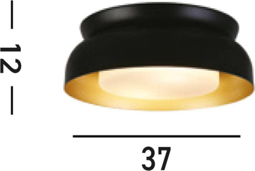 Kendal taklampe, svart/gull, stål, glass