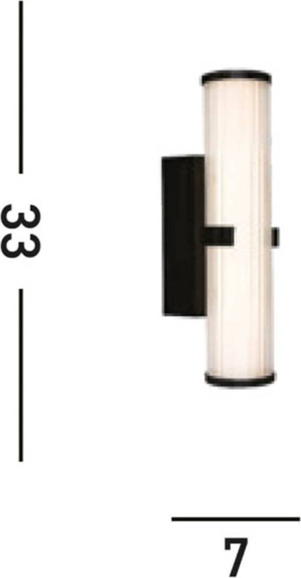 Clamp LED-vegglampe, svart/hvitt stål, glass, IP44