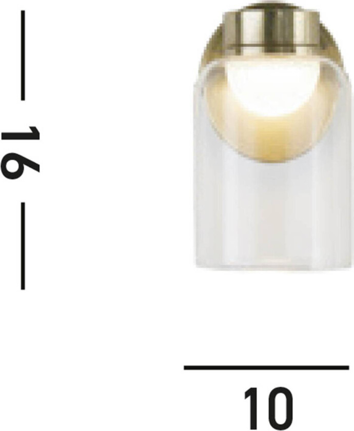 LED-vegglampe Highball, messingfarget, IP44, glass