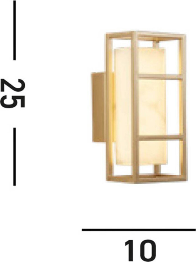 Mirage LED-vegglampe, høyde 25 cm, gull, stål, IP44