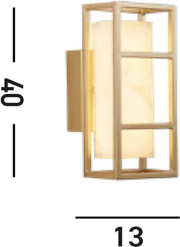 Mirage LED-vegglampe, høyde 40 cm, gull, stål, IP44
