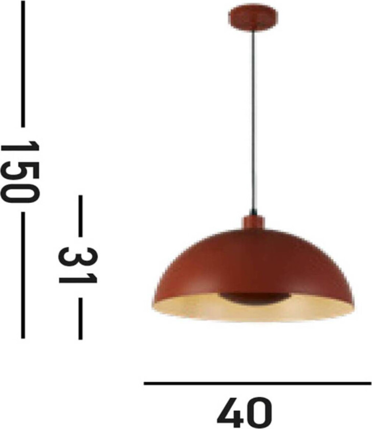 Mars hengearmatur, mørk oransje, Ø 40 cm, stål