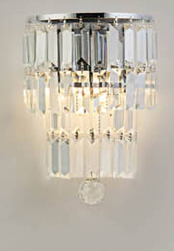 Empire vegglampe, krom/klart krystallglass, stål, IP44