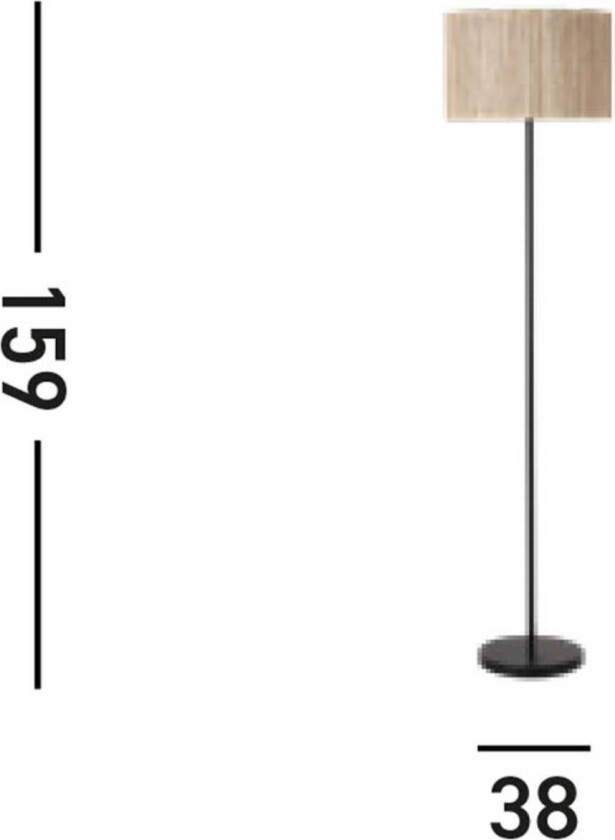 Meadow gulvlampe, svart, brun, naturfiber, stål