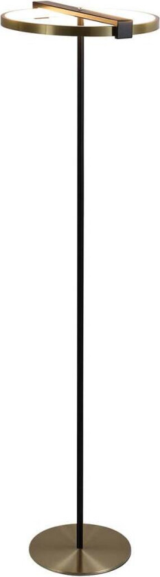 Aerial LED-gulvlampe, messing/svart, stål, silikon