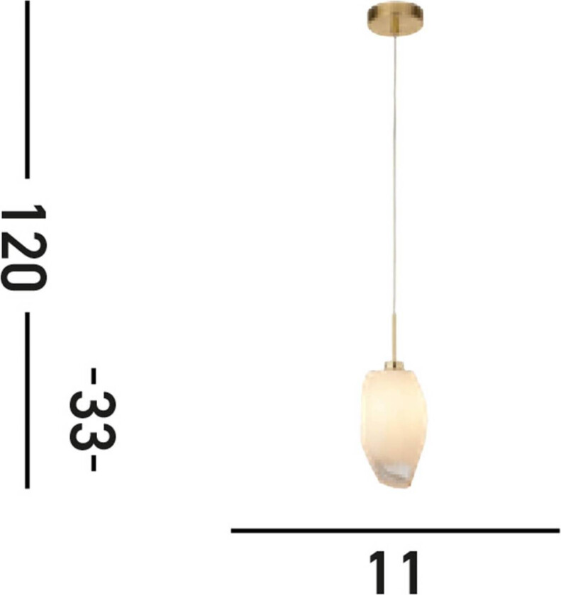 Rocky pendellampe, 1 lyskilde, messingfarget, stål, glass