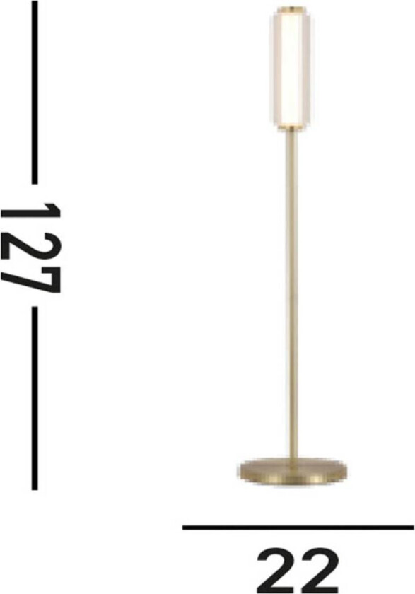 LED-gulvlampe Mod, messingfarget, dimbar i 3 trinn, stål