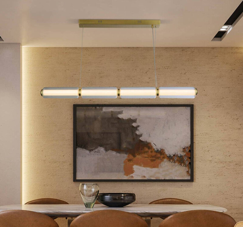 LED-hengelampe Mod, messingfarget, dimbar i 3 trinn, stål