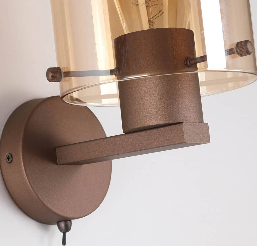 Sweden taklampe, mokka/amber, 1 lyskilde, stål, glass