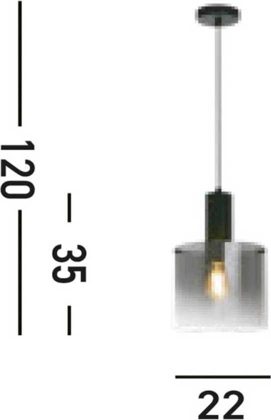 Sweden hengelampe, 1 lyskilde, stål, glass, E27