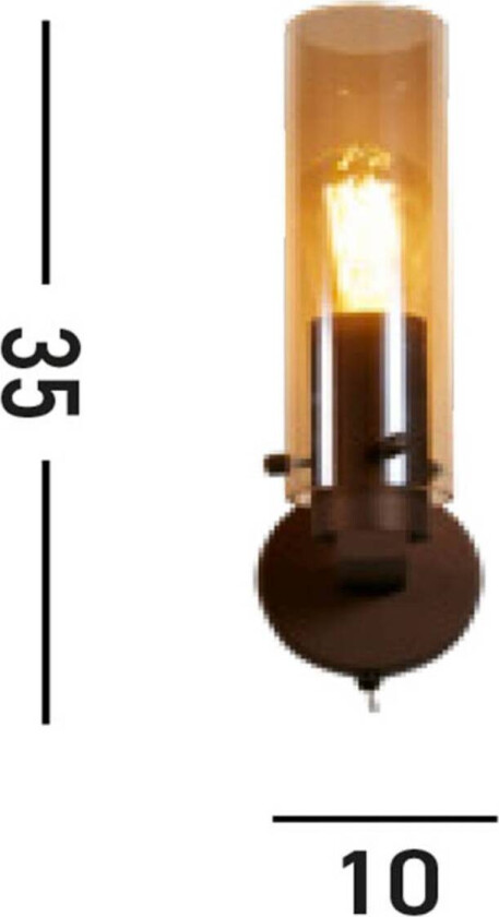 Vegglampe Sweden II, 1 lyskilde, stål, glass, E27