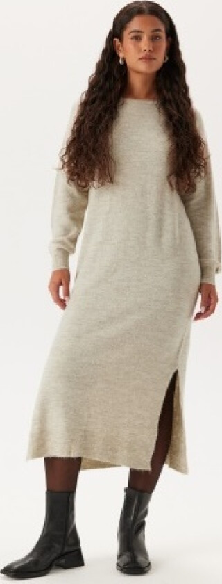 Vmlefile Ls Boatneck Calf Dress Birch Detail:w Melange L