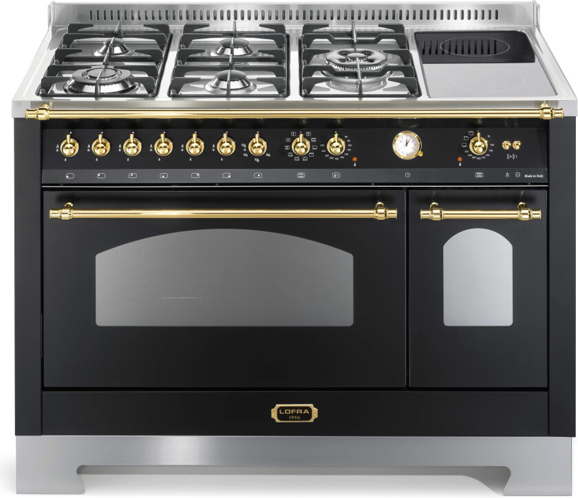 Komfyr - Dolce Vita 120 cm (2 ovner) (Svart/Messing) Gass/Induksjon