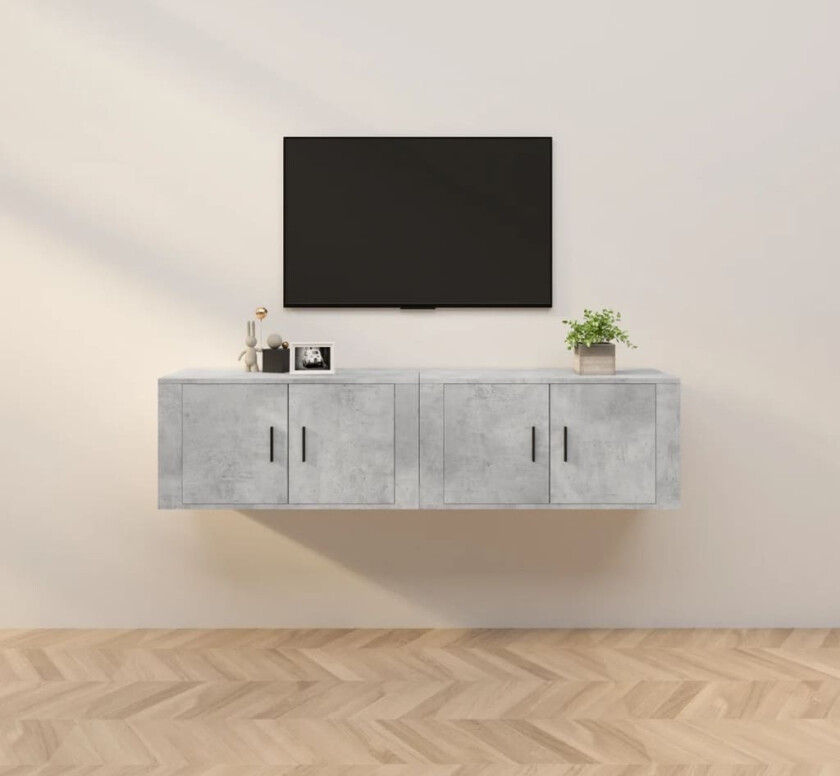 Vegghengte TV-benker 2 stk betonggrå 80x34,5x40 cm
