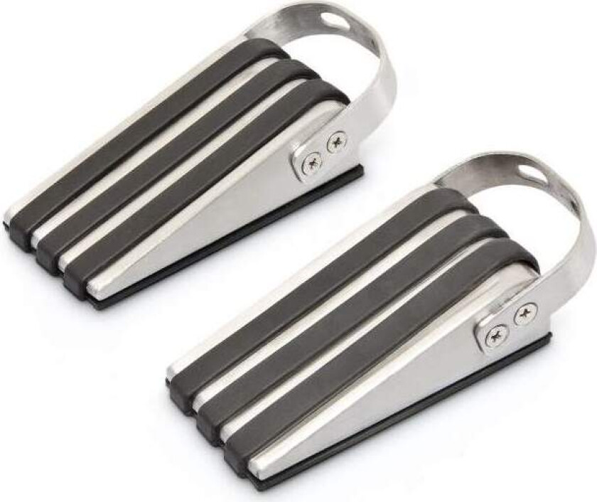 Dørstopper i rustfritt stål sett med 2 gummibelagte