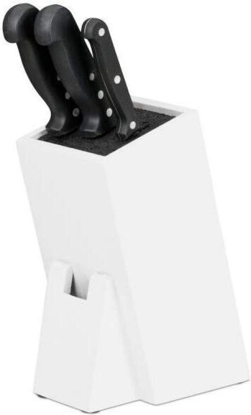 Hvit knivblokk med sugerør