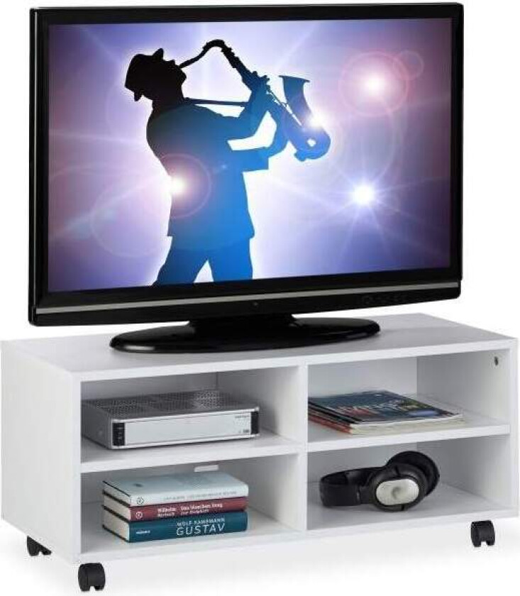 TV-benk med 4 rom og hjul