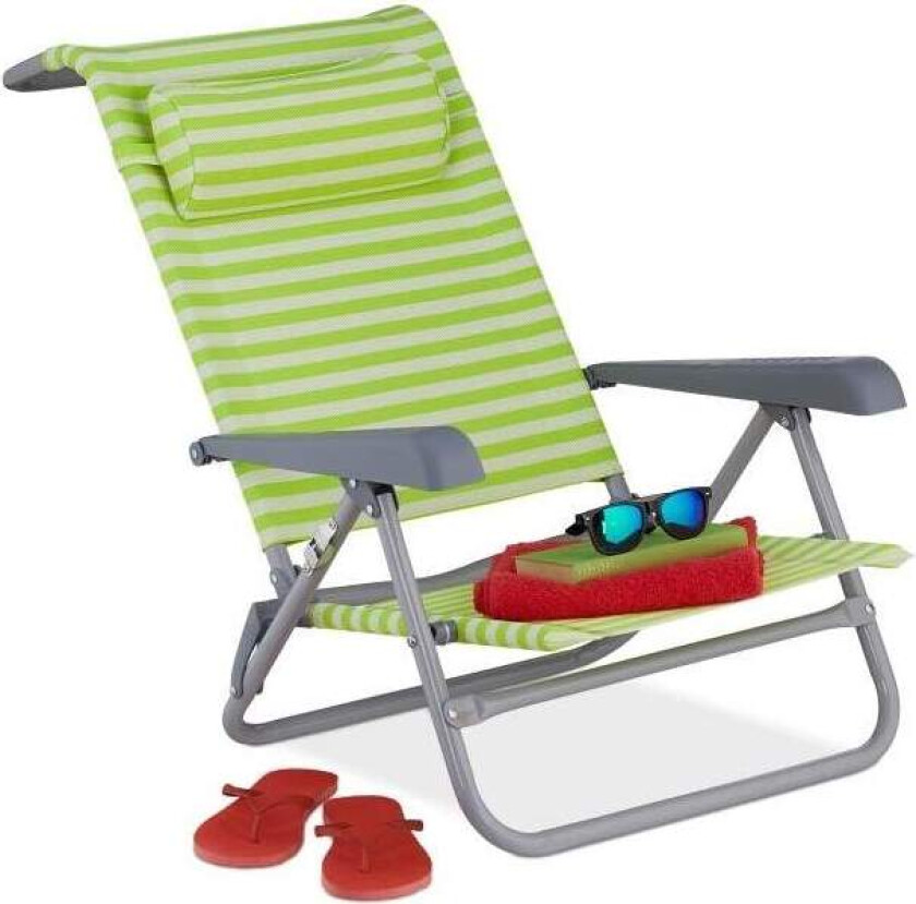 Strandstol med nakkepute - sammenleggbar