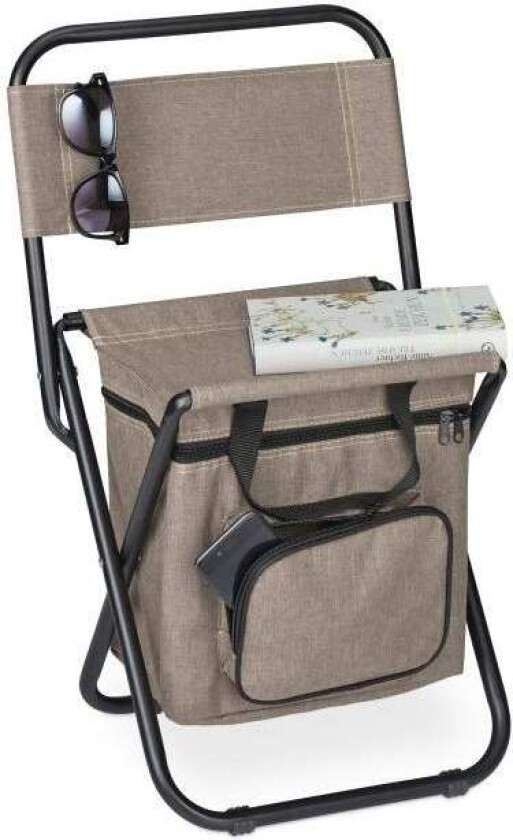 Campingstol med ryggstøtte beige