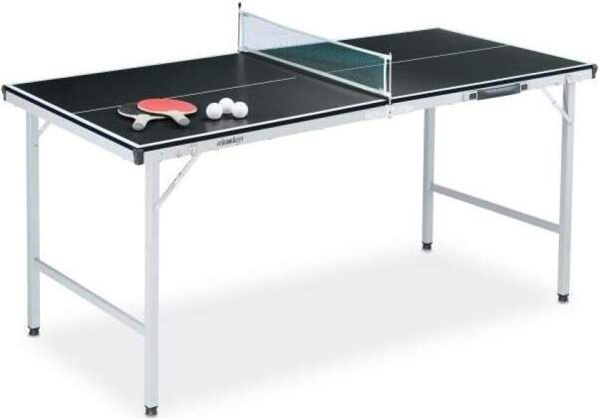 Sort bordtennisbord med tilbehør