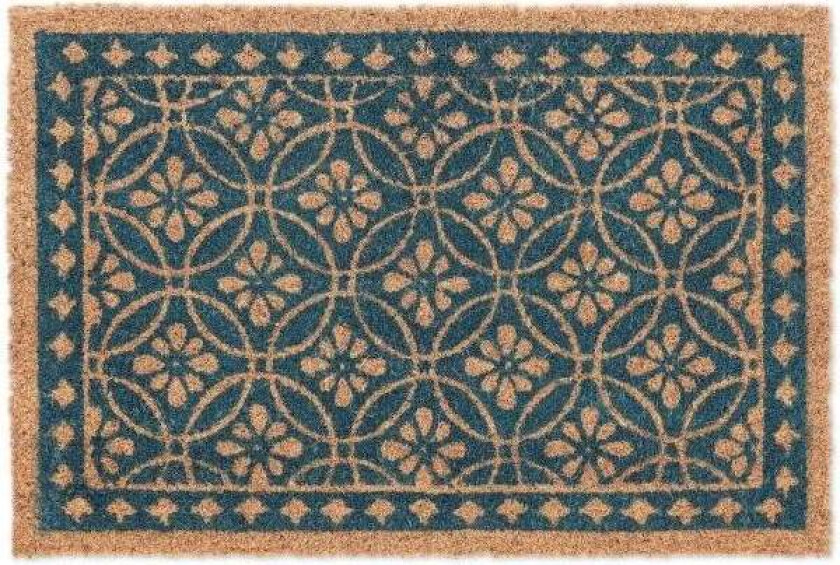 Kokosfiber dørmatte med blomsterdesign