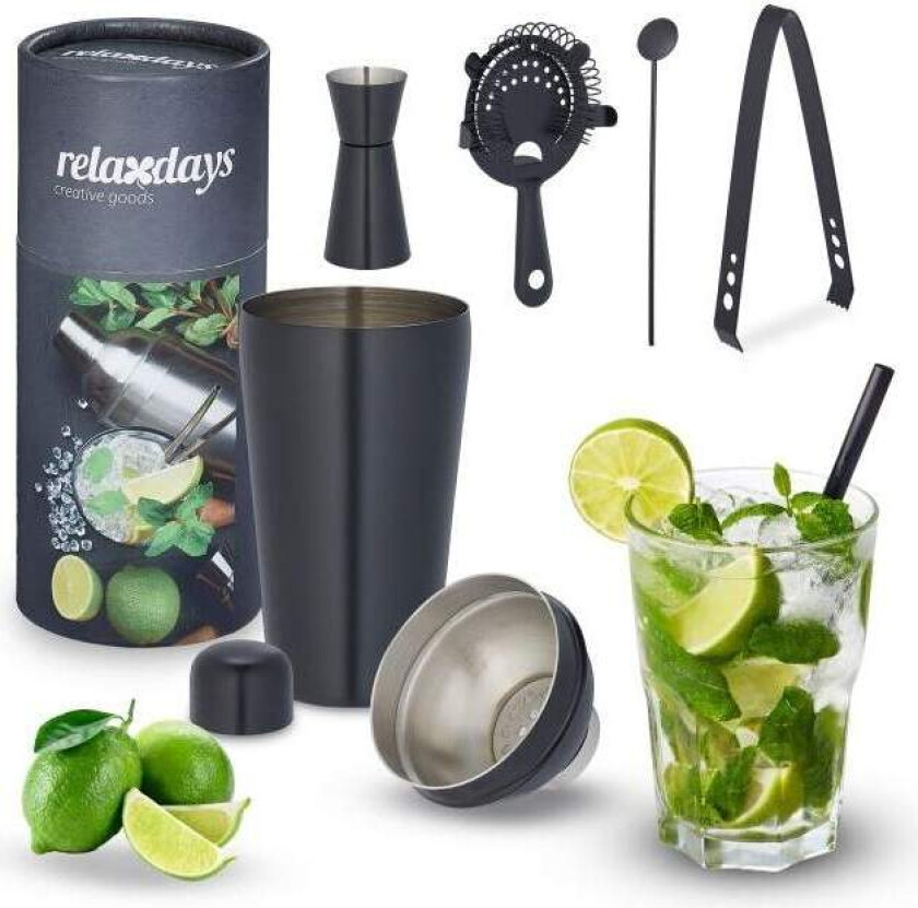 cocktail shaker sett i 5 deler