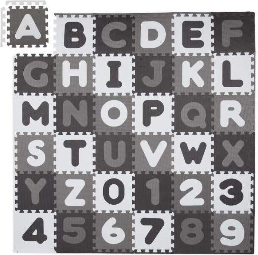 Puslespillmatte med ABC og tall