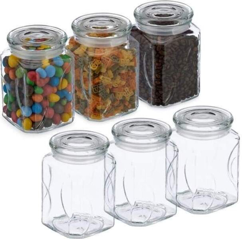 sett med 6 oppbevaringsglass med lokk 750 ml
