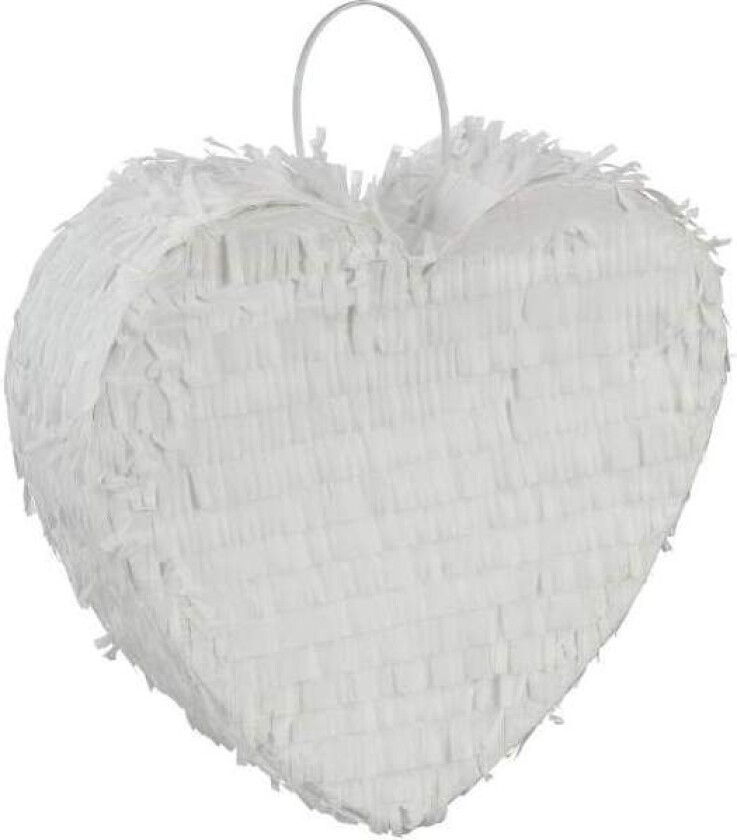 Hvit hjerteformet pinata
