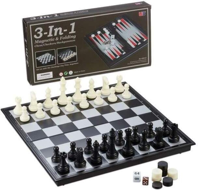 3-i-1 magnetisk sjakksett