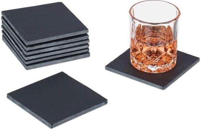 Sett med 8 bordskifer i skifer