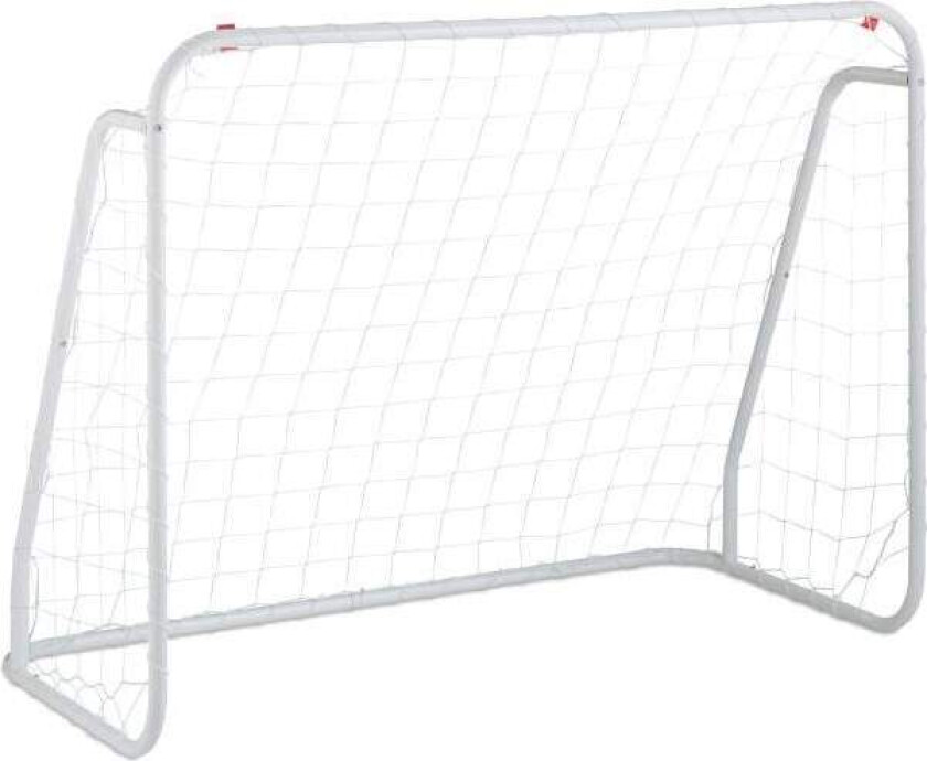 Hvitt fotballmål med stålramme