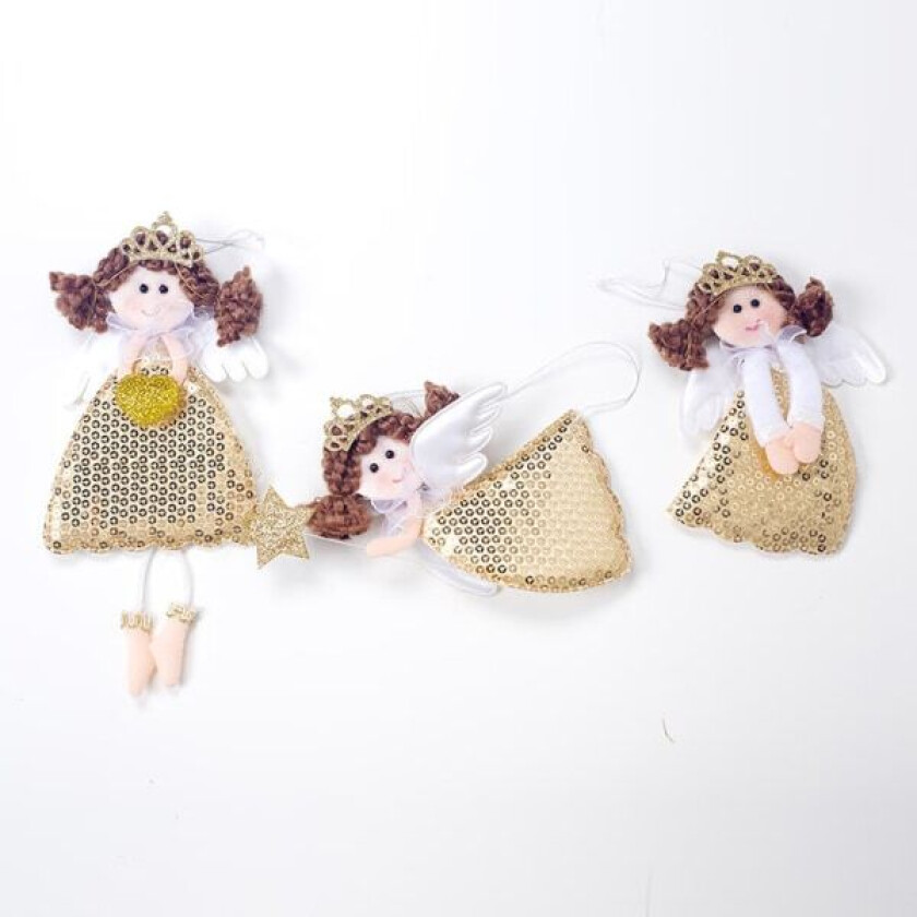Juledekorasjon 3 stk søte engeldukke juletreanheng