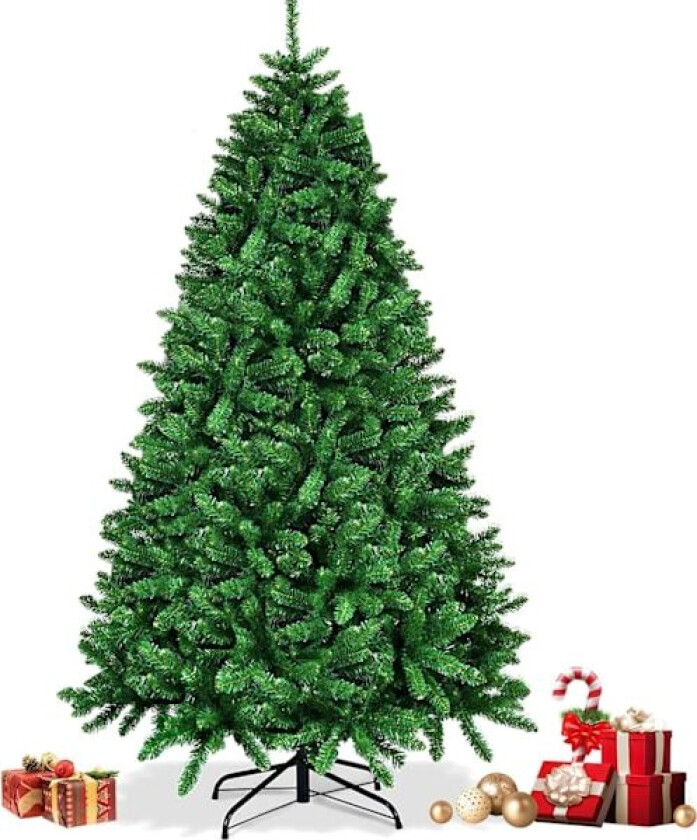 1,8M Kunstig Juletre, Grønt Juletre med 800 Greiner, Kunstig Juletre med Metallstativ