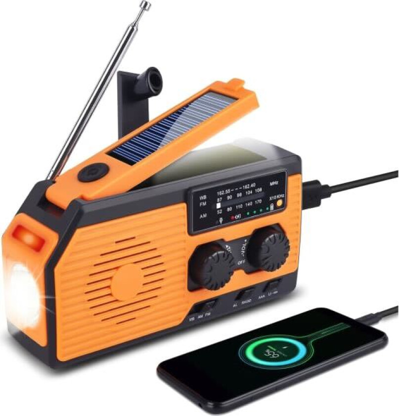 Solcelledrevet Dynamo Radio Vanntett 5000mAh Oppladbar Nødradio