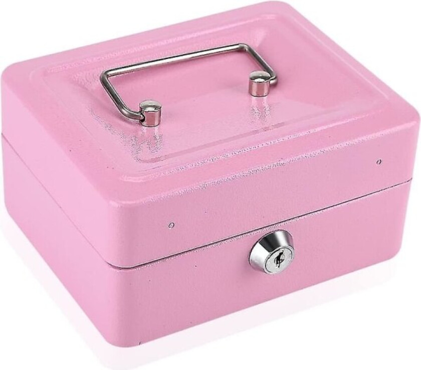 Sikkerhetsboks Mini Bærbar Stål Petty Låsbar Kontantpenger Mynt Safe Sikkerhetsboks Husholdning 1 stk (rosa)