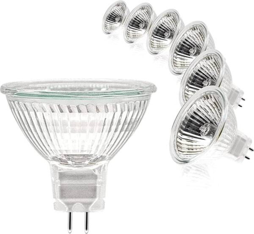 MR16 Spotlys, 12V 20W Lyspære, Gu5.3 Lyspære Dimbar MR16 Lyspære, 2-polet Halogenpærer Varmt Hvit 2700K, Pakke med 6